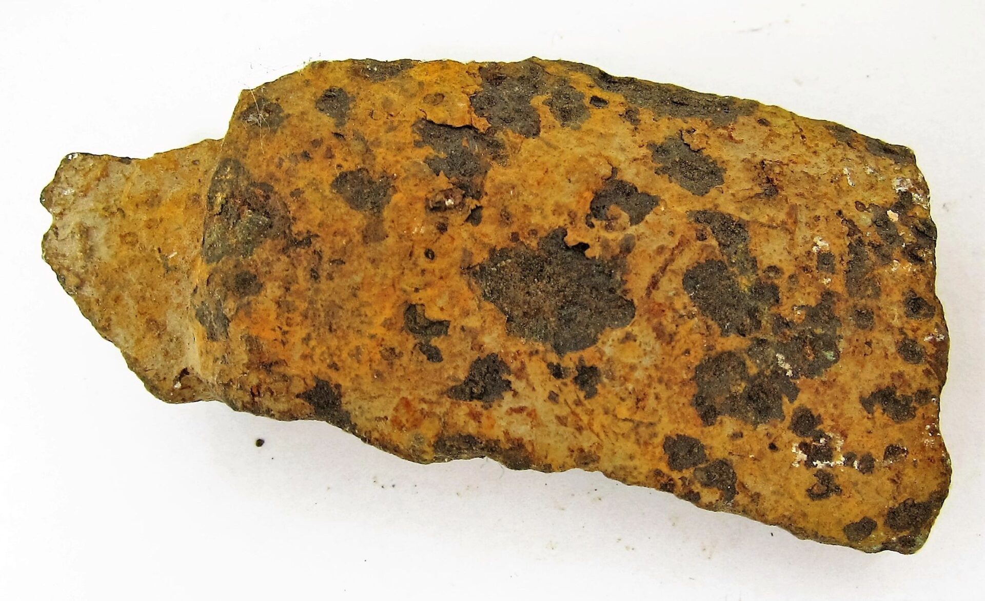 The Gettysburg Shell Fragment, a heavily rusted and corroded metal relic, is displayed against a plain white background.