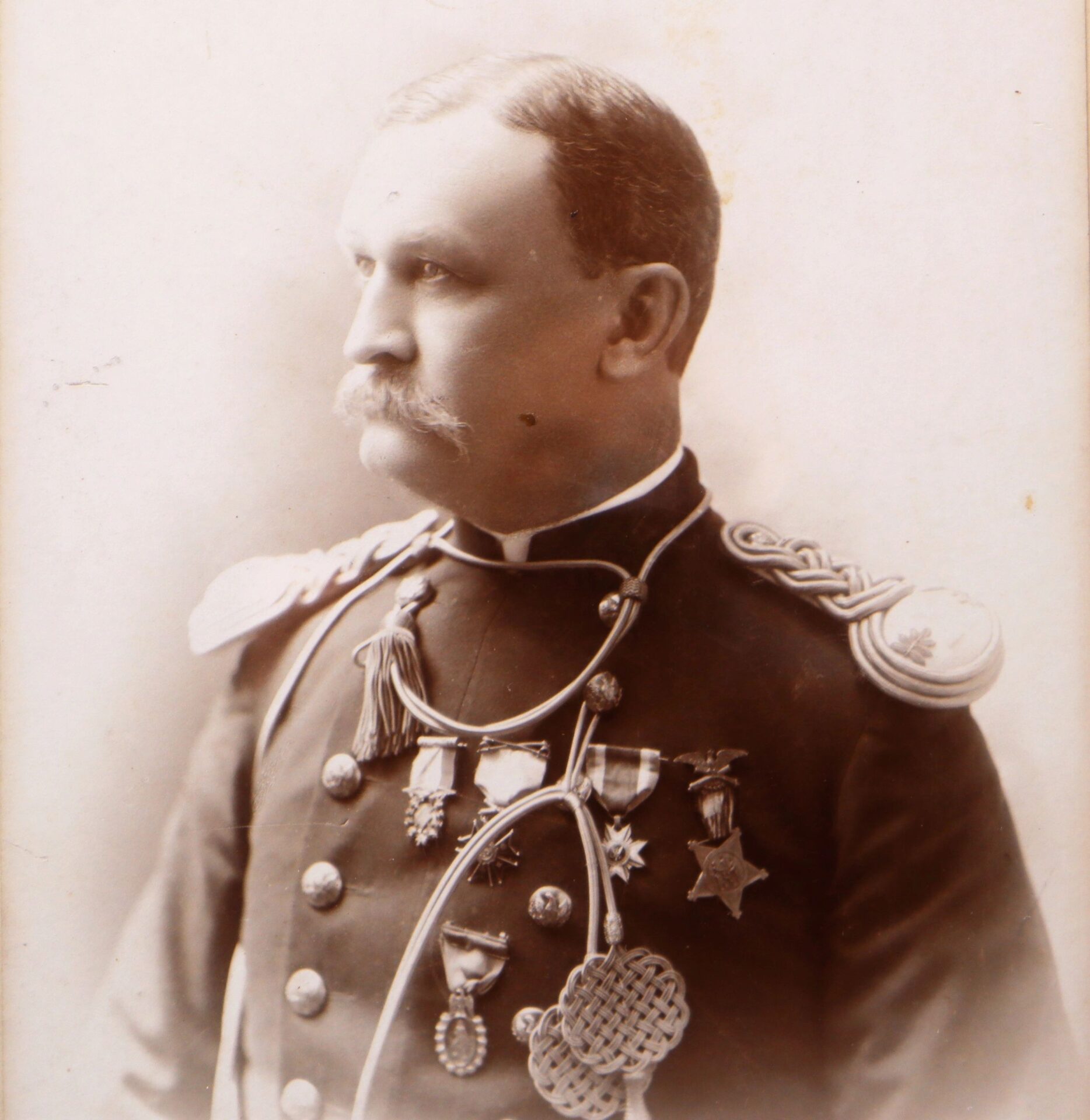 Major Erasmus Corwin Gilbreath, shown facing left in a formal military uniform with medals and decorations, has a mustache and short hair. The photograph appears to date from the late 19th or early 20th century.