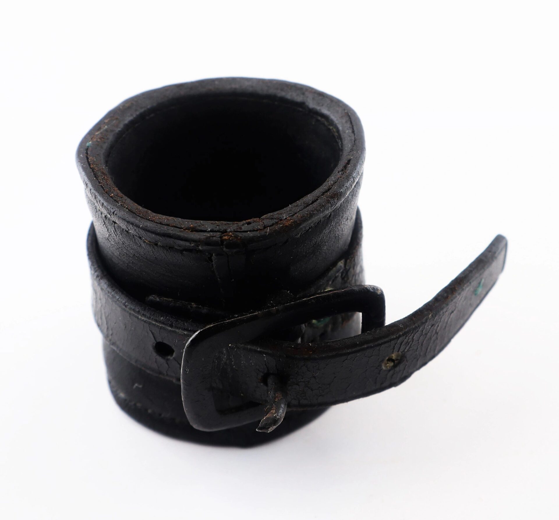 A Civil War Cavalry Carbine Boot is shown standing upright on a white background.