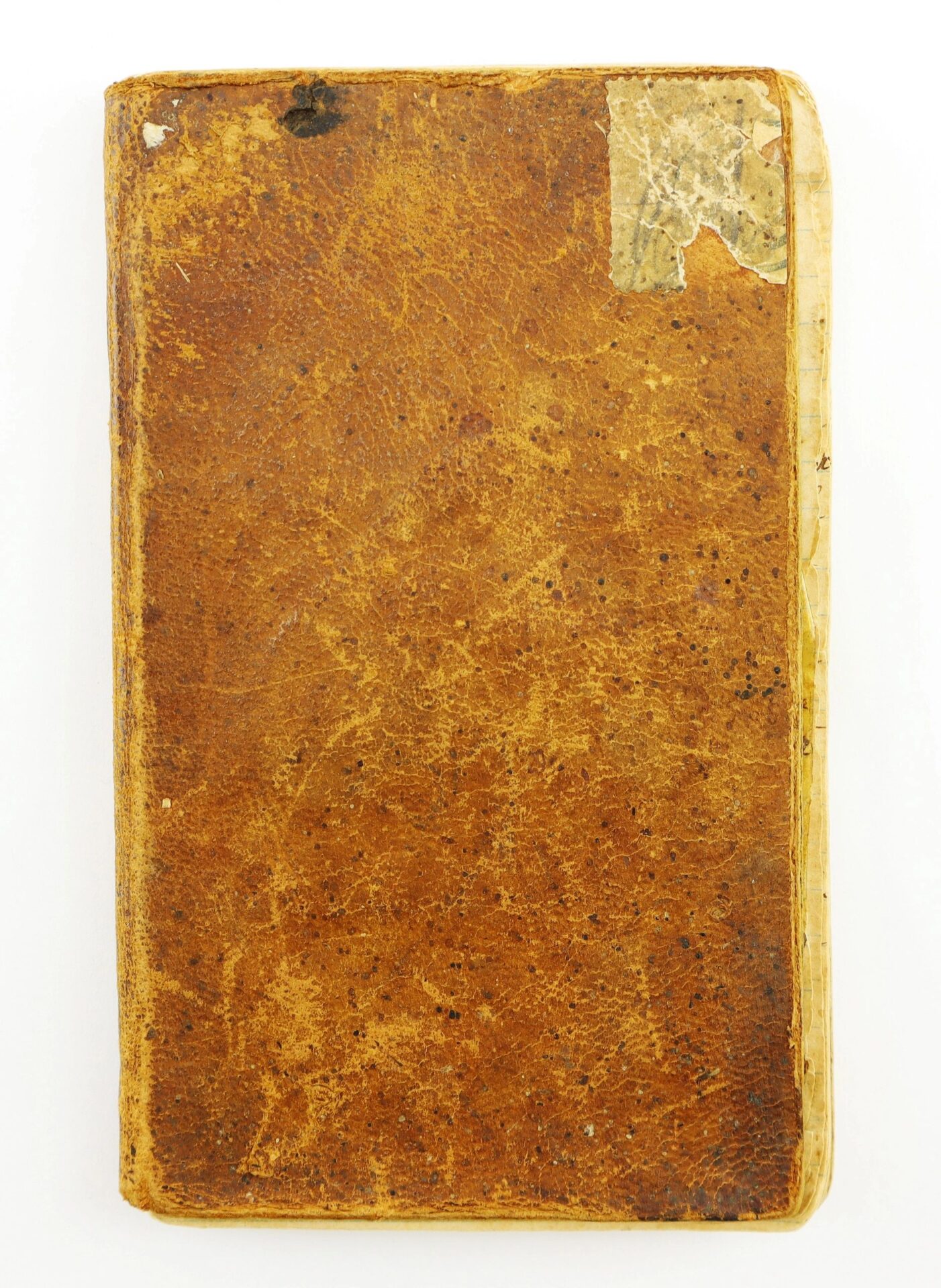 A worn brown leather-bound "Atlanta Campaign Diary of John Strawser, 38" Ohio Infantry" features a faded, damaged top-right label on the cover and is displayed against a white background.