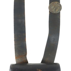 The Atlanta Arsenal Cartridge Box is a vintage black leather military cartridge box with a shoulder strap and a brass "US" emblem on the front.