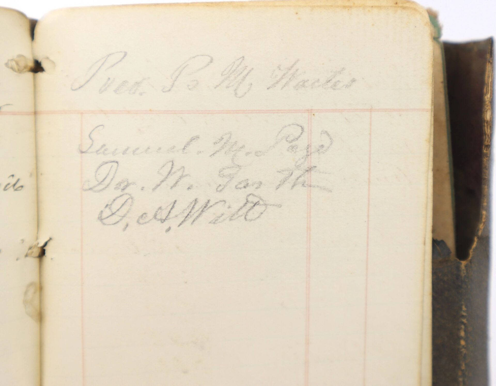 A close-up of the Confederate Officer’s Ledger, Lieut. Tho. W. Martin – Co. H, 10th VA Cavalry, 4th Brigade, dated Feb 10, 1863, with faded pencil notes listing names in cursive handwriting.