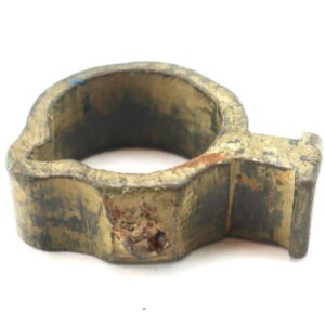 The Boyle, Gamble, & McFee Bayonet Adapter is a weathered, circular metal clamp with a flat extension, displayed against a white background.
