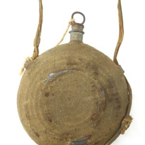 The Union Bullseye Canteen is a round, vintage-style canteen with a fabric cover, metal cap, and attached carrying strap, shown against a plain white background.