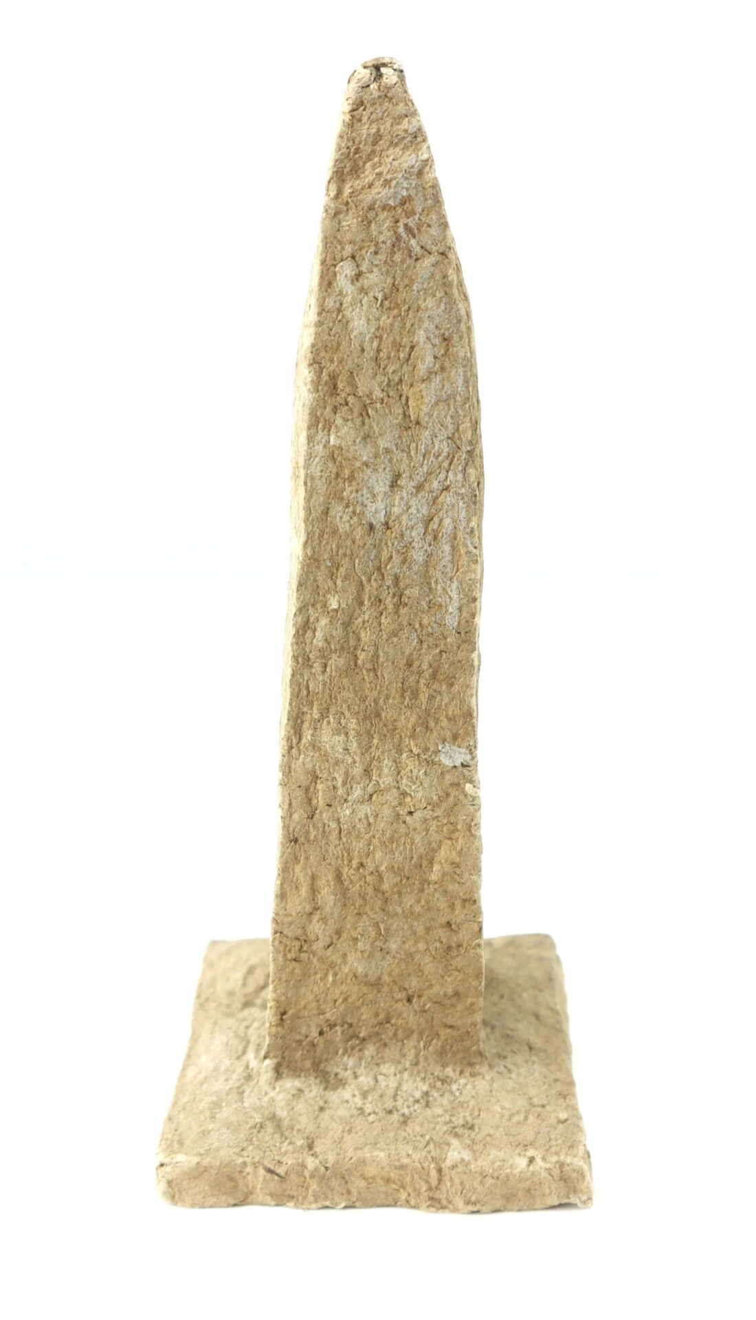 The Washington Monument, crafted from macerated U.S. currency, stands upright on a square base against a plain white background.