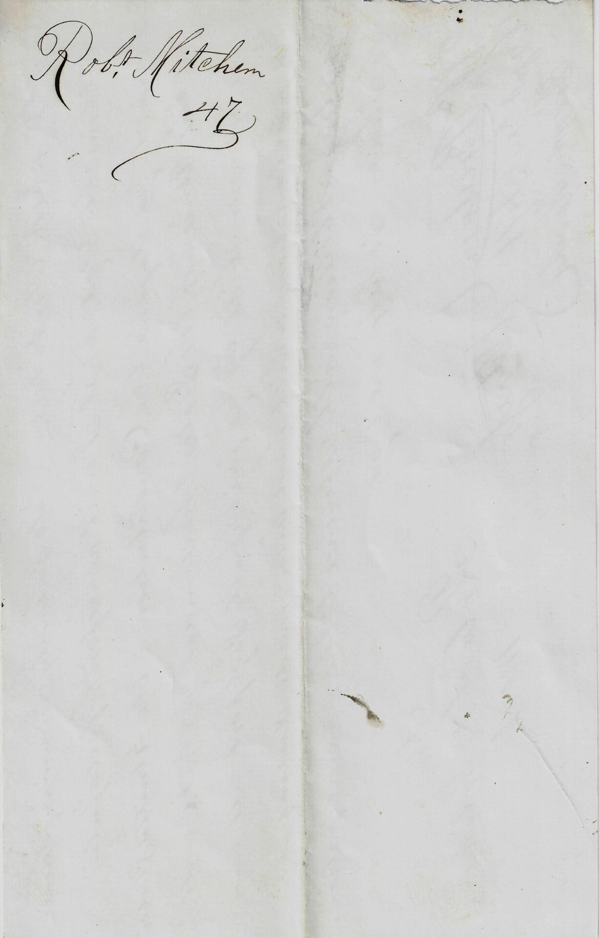 A Civil War Oath of Allegiance Document for Robert Mitchum of "G" Co. 49th North Carolina Infantry, featuring a handwritten "Robt. Kitchen" signature and the number "45" on white paper.