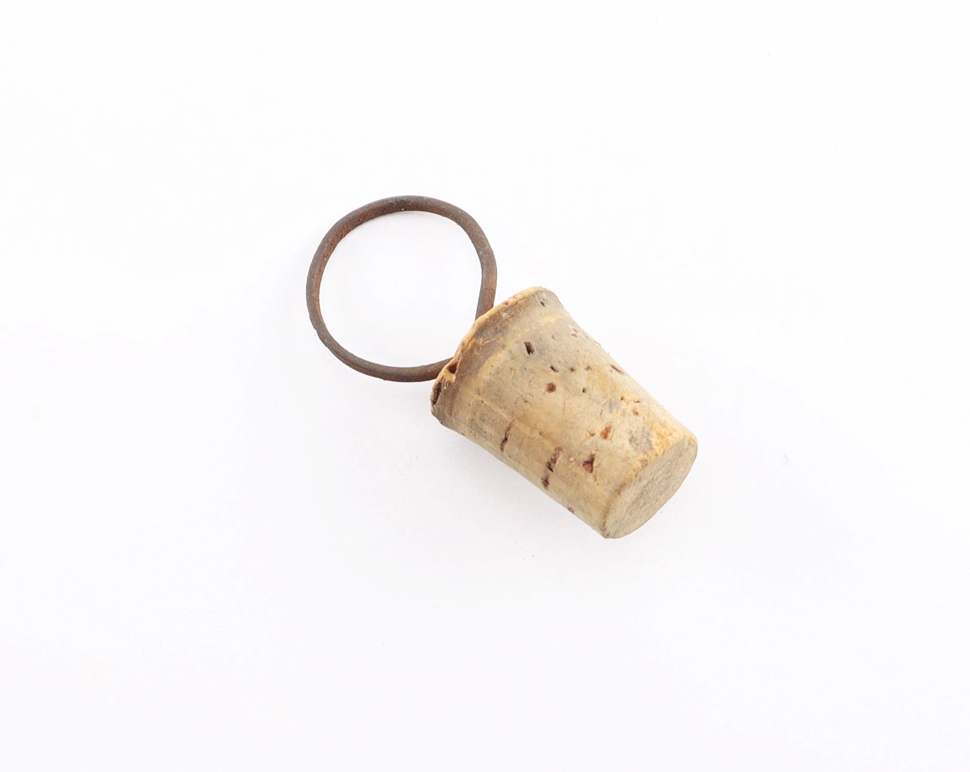 A Civil War Medical Tin with a cork stopper and metal ring, displayed on a plain white background.