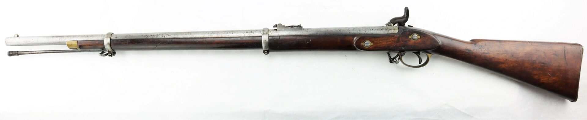 Commercial Enfield Rifle with wooden stock, metal barrel, and iron sights, shown from the right side against a white background.