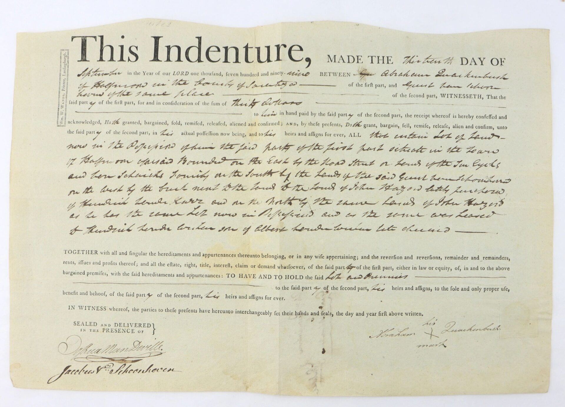 Revolutionary War Land Deed / SOLD - Union Drummer Boy