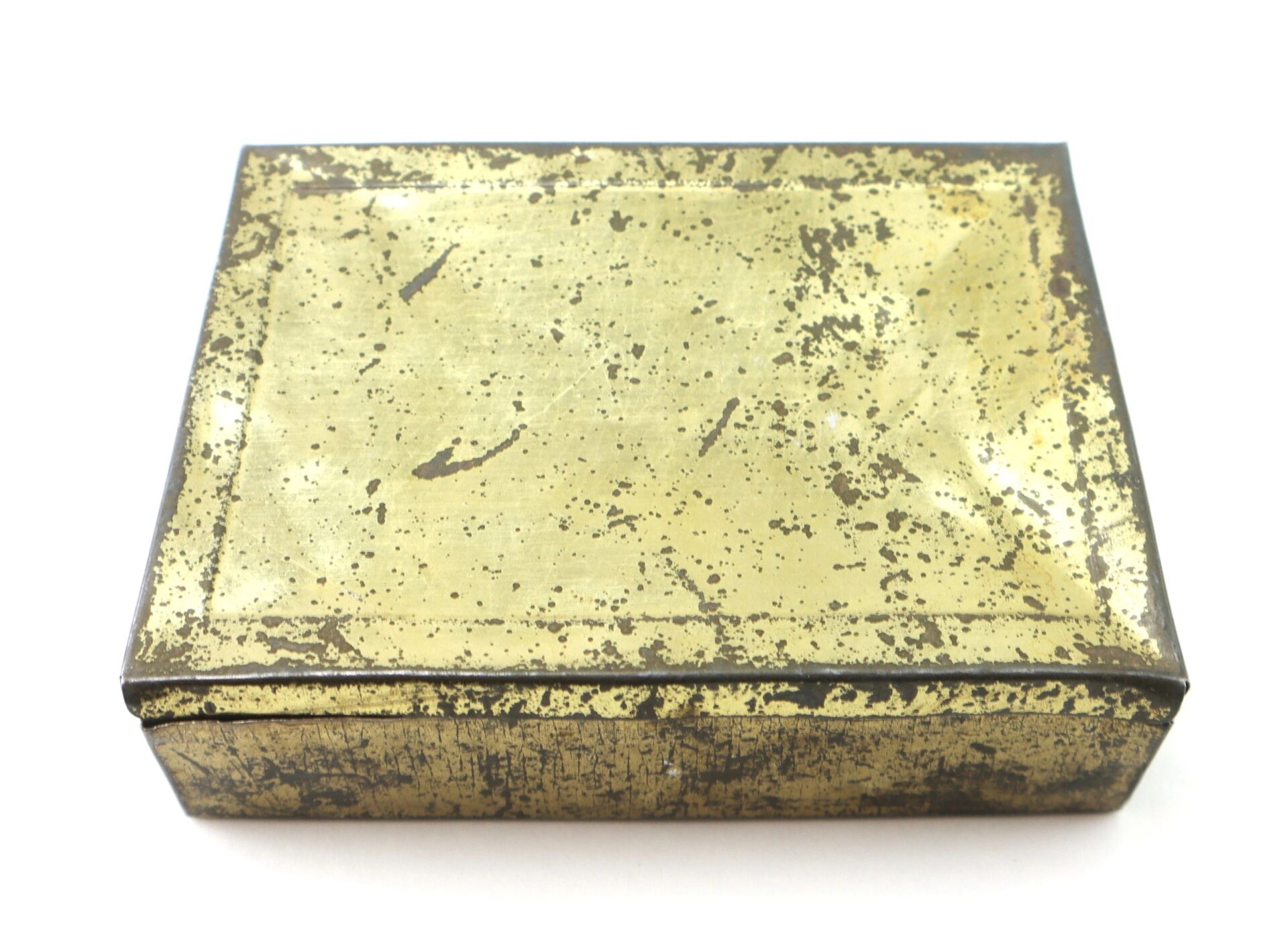 A small rectangular brass box with a hinged lid, showing wear and aging—an Important Libby Prison Relic. SOLD.