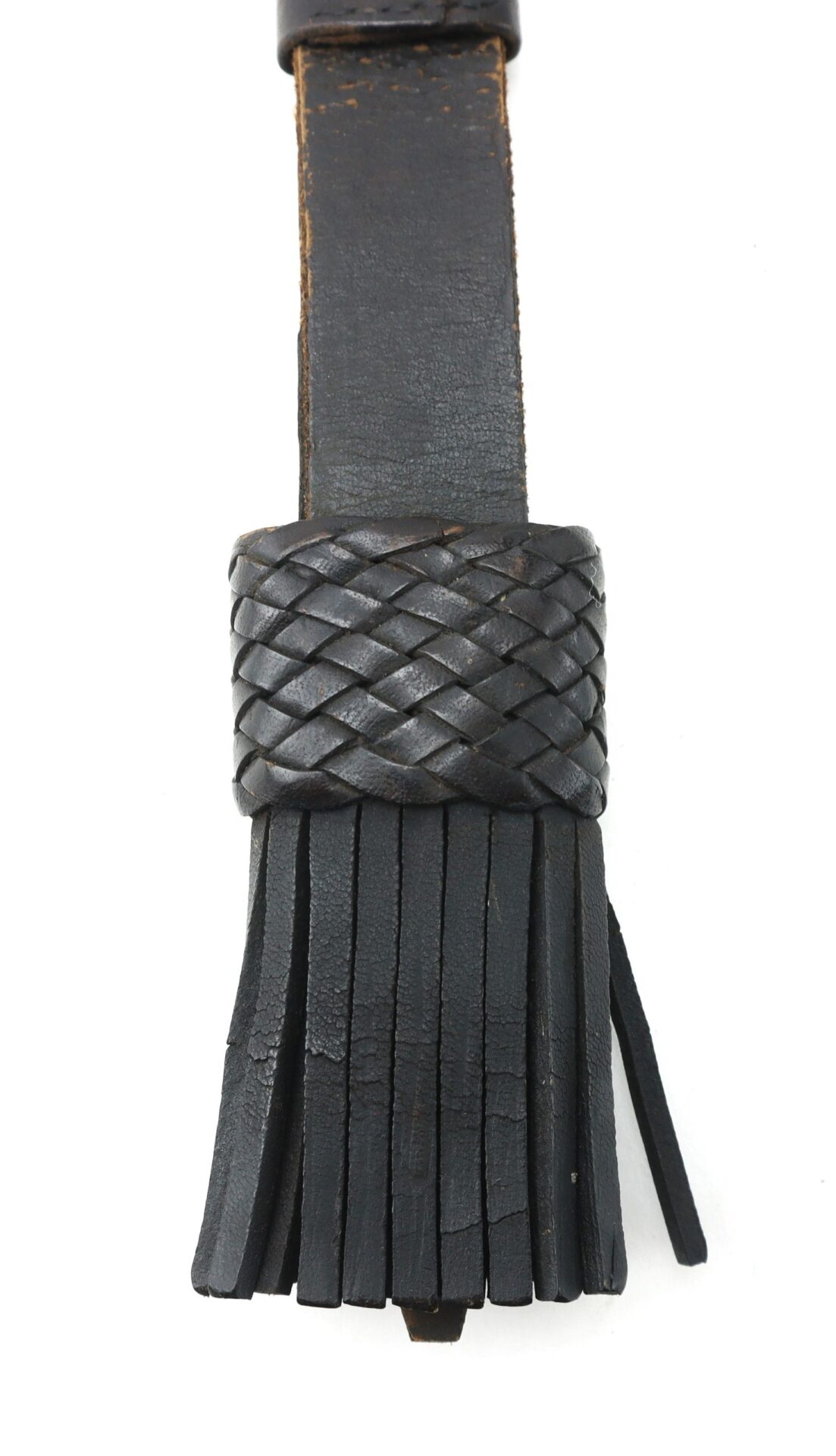 Close-up of the Enlisted Saber Knot in near mint condition, featuring a black braided section and fringe detail at the end.
