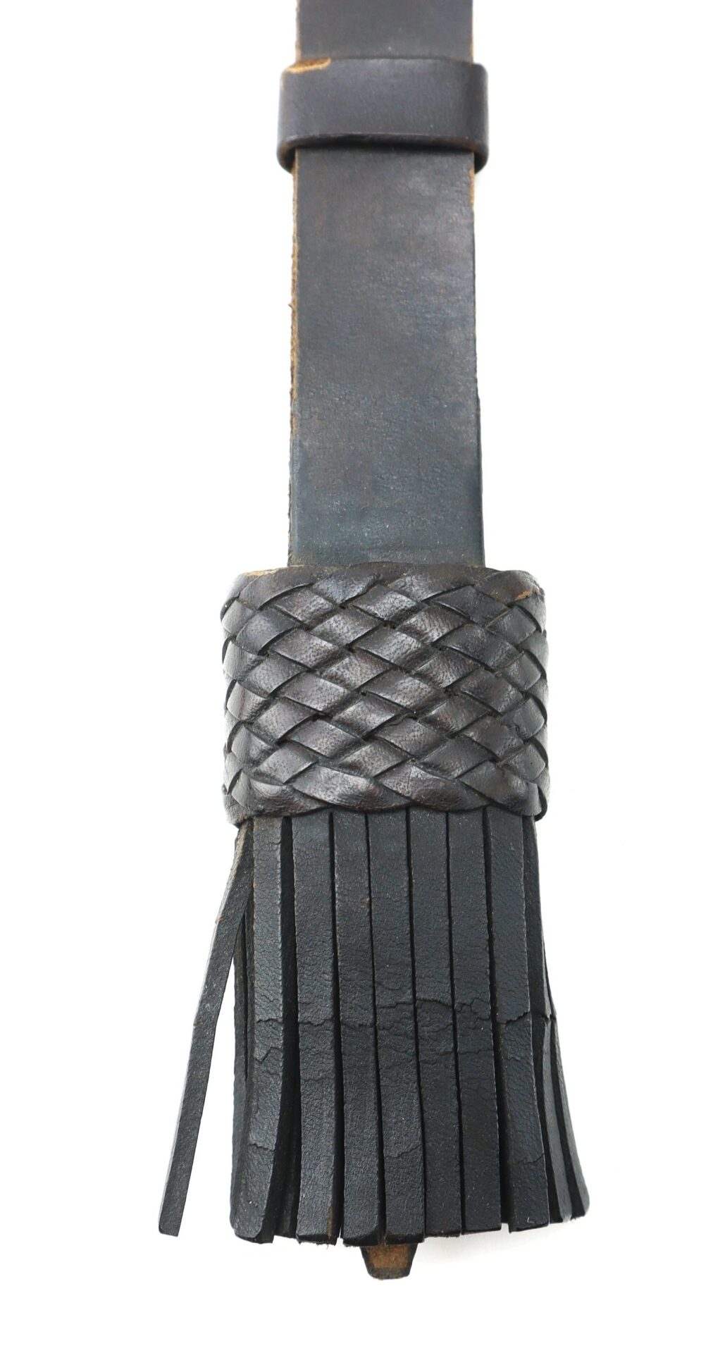 Close-up of an Enlisted Saber Knot in near mint condition, showcasing a black braided section and fringe detailing at the end.