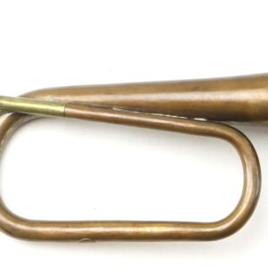 A Civil War Bugle with a coiled brass tube and flared bell is shown against a white background.