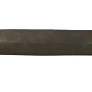 The Ames Naval Cutlass is a single-edged sword with a broad, dark blade and a textured brass handle featuring a hand guard.