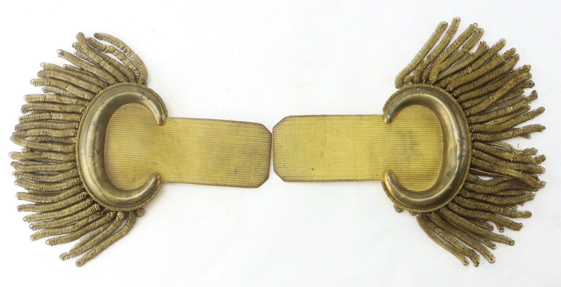 A pair of U.S. Officer’s Bullion Epaulettes with gold fringe, displayed side by side on a white background.