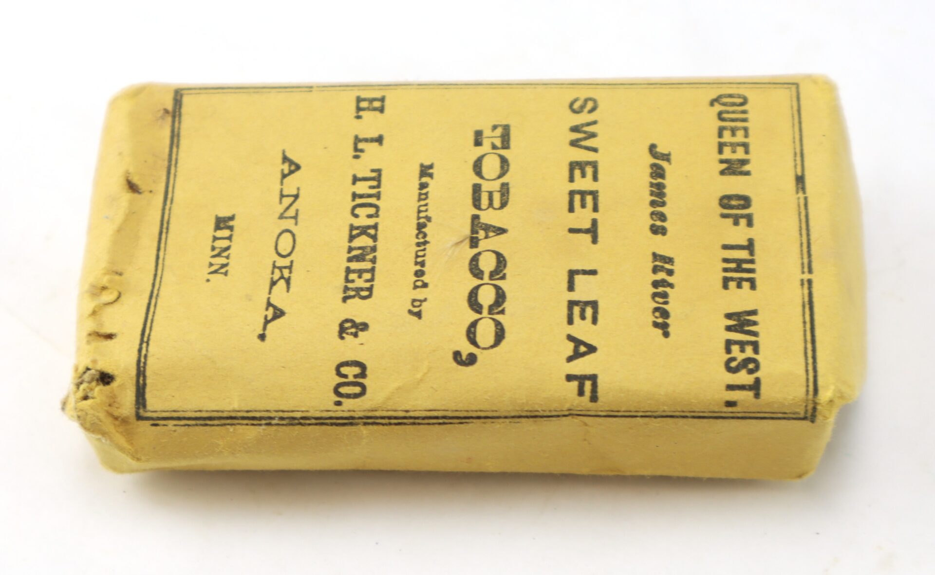 anoka tobacco Queen of the West” Sweet Leaf Tobacco Packet – H.L. Tickner & Co., Anoka,  Minn. / SOLD