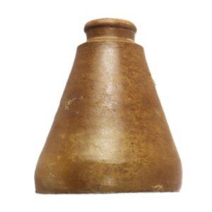A brown, cone-shaped ceramic bottle with a narrow neck and a slightly flared lip, shown on a white background.