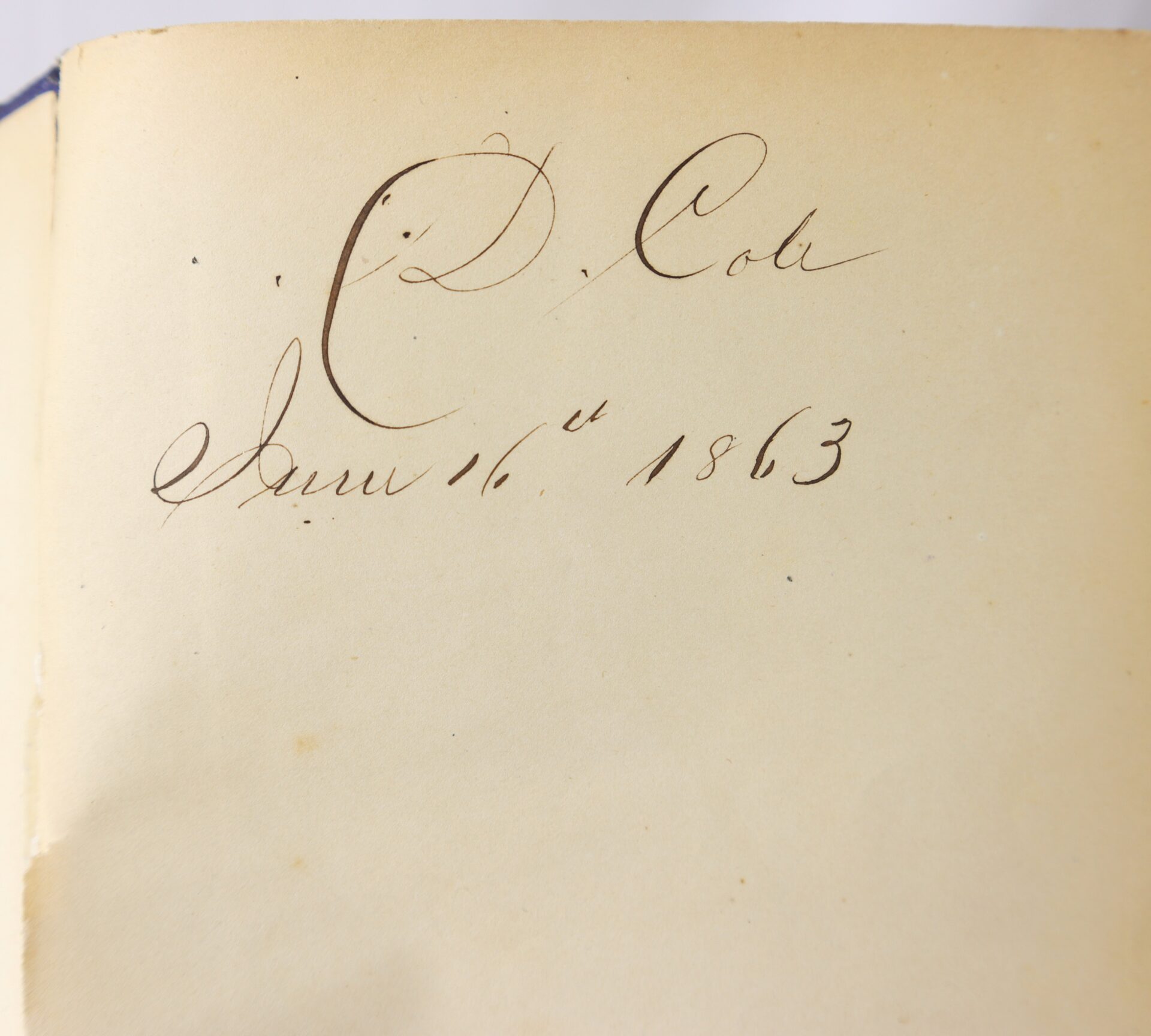 A handwritten note in ink reads "C. D. Cole June 16th 1863" on an aged, yellowed page.