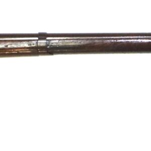 A Confederate Realtered Nippes-Maynard M1840 musket, 1 of 200 altered by P. Bouron & Sons, New Orleans, with wooden stock, metal barrel, flintlock mechanism, and two barrel bands, displayed on a white background.
