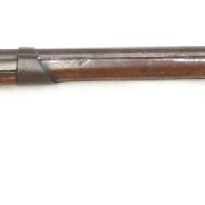 A vintage, single-shot, muzzle-loading rifle with a wooden stock and metal barrel, featuring a side hammer and two barrel bands.