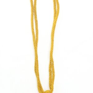 A gold braided cord with two tassels at the ends, displayed against a white background.