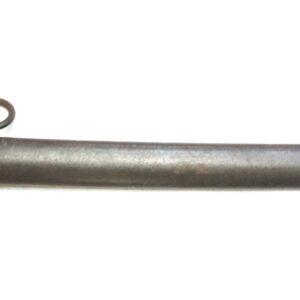 A metal cavalry sword with a protective hand guard and a matching metal scabbard, displayed on a white background.
