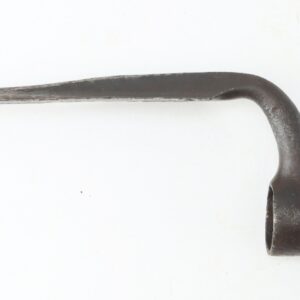 A vintage metal socket bayonet with a straight blade and a cylindrical mount, displayed on a white background.