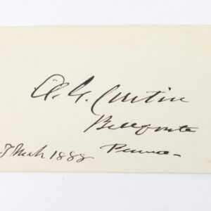 A handwritten note on cream paper reads “A.G. Curtin, Bellefonte, Penna. 28 March 1888.”.