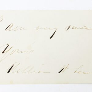 A handwritten note on white paper reads, "I am very sincerely Yours William Sherman" in cursive script.