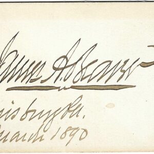 A handwritten signature with the name James A. Garfield, and the text "Harrisburg, Pa. 8 March 1870" written in cursive on aged paper.