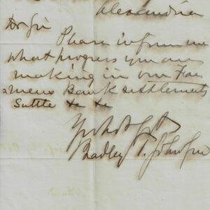 A handwritten letter dated August 18, 1870, on Bradley T. Johnson attorney letterhead, with an illegible cursive message and signature at the bottom.